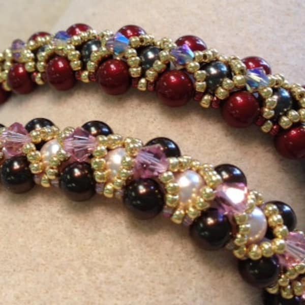 PATTERN Pearls and Crystals Bracelet aka Peek a Boo Right Angle Weave RAW
