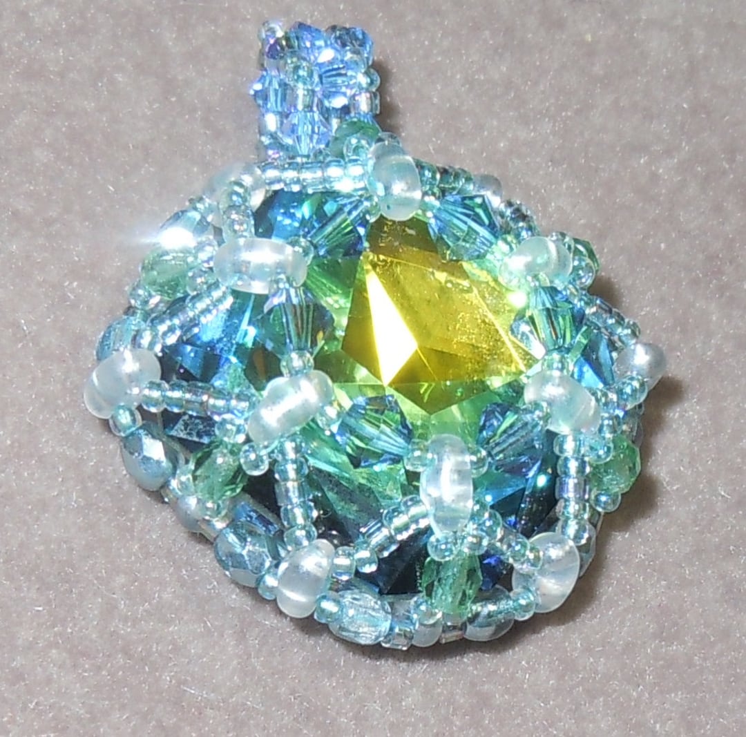 PATTERN Twin Rivoli Pendant With 27mm Swarovski Stone #1201 - Etsy