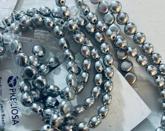 Czech 2 hole Candy beads bead embroidery  6mm metallic silver