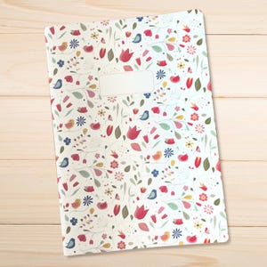 Album da disegno A5 con copertina a forma di uccello floreale – Quaderno con pagine bianche, carta da 90 g | Cancelleria poetica | Idea regalo creativa