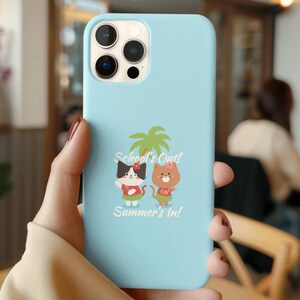 Cute Cats iphone Slim Phone Case for iphone 16 15 14 13 12 11, Cute Animal Kawaii iPhone Case Gifts for Students Summer Break Teen Gift