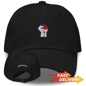 Embroidered 4th of July Dad Hat: Patriotic USA Fist, 1776