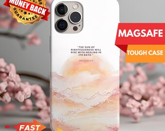 Watercolor Sunrise Christian iPhone MagSafe Tough Case, Scripture Verse