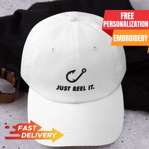 Fishing Dad Hat Personalized Embroidered Fishing Hook Hat for Anglers Fisherman Gift Outdoor Cap for Men & Women, Fish Lover Gear