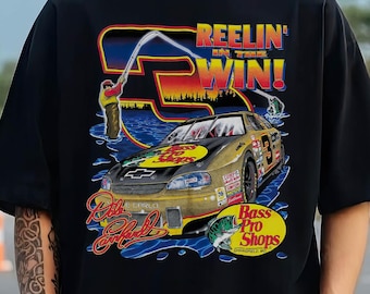 Vintage NASCAR - Dale Earnhardt Reelin In The Win T-Shirt, Nascar Winston Cup Series Shirt, 90s Racing Car Tee, Gift For Dad Mom