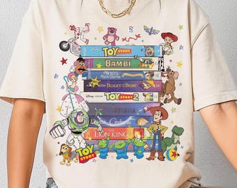Retro Disney 90s VHS Movie Shirt, Vintage 90s Style Movie Characters Shirt, Toy Story Up Incredibles Collection Tee, Pixar Family Disneyland