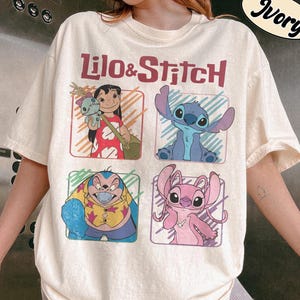 Retro Lilo And Stitch Comfort Colors® Shirt, Stitch And Angel Shirt, Tropical Lilo and Stitch Vacation, Disneyland Family Matching Trip 2026 image 1