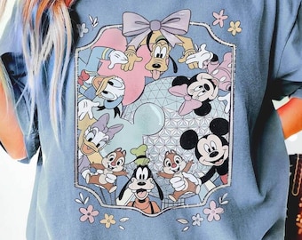 Comfort Colors Retro Coquette Bow Disney Epcot Mickey And Friends T-shirt, Disney Trip Shirts, Epcot World Tour 1982 Tee, Disneyworld Shirt