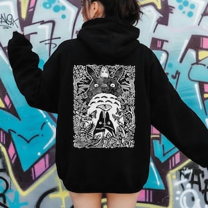 Camiseta, sudadera con capucha y dibujo de Mi vecino Totoro, con personajes de Studio Ghibli, ideal para niños pequeños, ideal para amantes del anime y la cultura japonesa del año 2000. imagen 2
