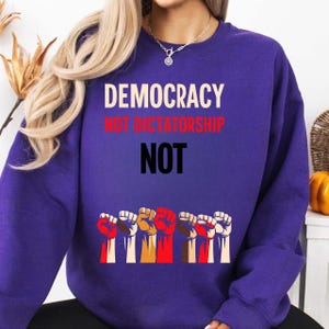 Democracy Not Dictatorship Protest Sign PRINTABLE, Anti-Trump Protest Poster Sign For March, Digital Download, Political Activist Rally Sign