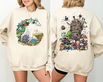 Studio Ghibli 2-Sided Shirt, Ghibli Anime Shirt, Studio Ghibli Fans Gift, Totoro, Spirited Away, Kiki's Delivery, Mononoke Hime, Howl