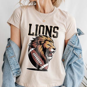 Lions Football T-Shirt – Vintage Lion Head Sports Tee – Game Day Graphic Shirt for Men & Women – American Football Fan Shirt - AO015