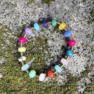Regnbåge Ädelsten Godis Armband Elastiskt Ljus Stapelarm Fest Färgglad Chunky Rondelle Halvädelstenar Pärlor Ombre