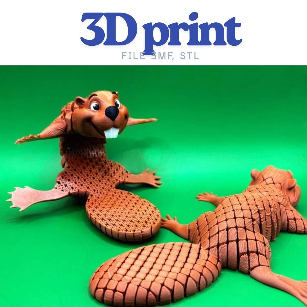 Articulated Flexi Beaver 3D Print-in-place Design,flexi Beaver Fidget ...