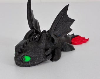 Dragon Toothless Flexi Figure Printed 3D File, Toothless & Light Fury Articulated Dragon Toy - Flexible Stress Relief Fidget Print 3D