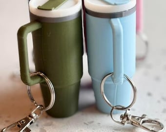 Mini Stanley Inspired Tumbler Chapstick Holder Keychain 3mf File for 3D Printing,Mini Tumbler Chapstick Holder Keychain 3MF File,3d keychain