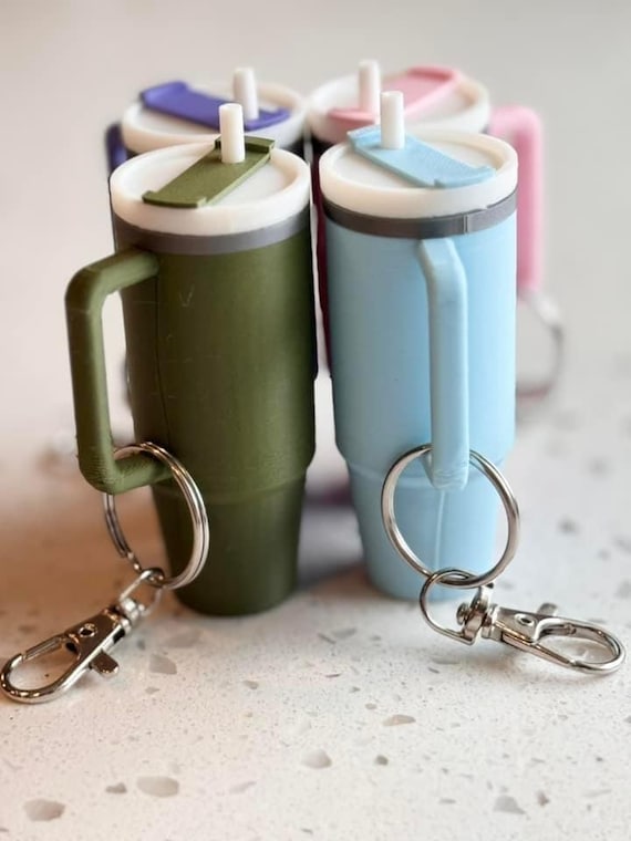 Mini Stanley Inspired Tumbler Chapstick Holder Keychain 3mf File for 3D Printing,Mini Tumbler Chapstick Holder Keychain 3MF File,3d keychain
