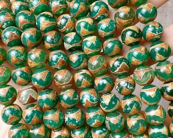 10mm Tibetan Agate Beads, Round Smooth