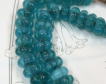 Aqua blue  color flower shape Recycled Glass Beads , African Glass Beads  for Jewelry Making