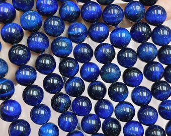 smooth round Blue tiger's eye beads