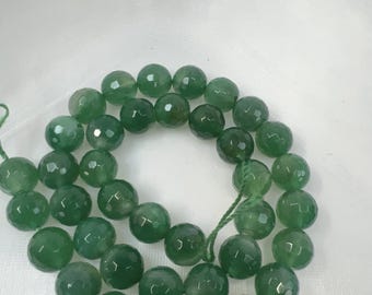 38 pcs 10mm faceted round colored jade beads