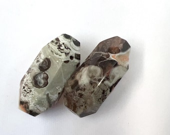 New Ocean Jasper Focal Beads, Faceted Barrel Shape, 1 Piece