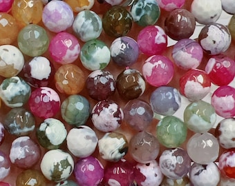 12mm multi color Agate Beads, Round Faceted