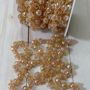 One-Foot-Long 8mm Agate  Rosary Beaded Chain ,   Beaded Gemstone  Chain // Unfinished Chain