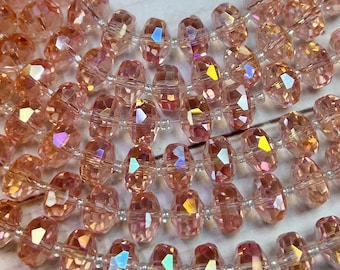 Faceted Shiny AB pink  7x11mm Chinese crystal Heishi/ Wheel/ Rondelle Crystal Beads