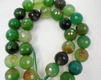 12mm round facted multi colors agate beads