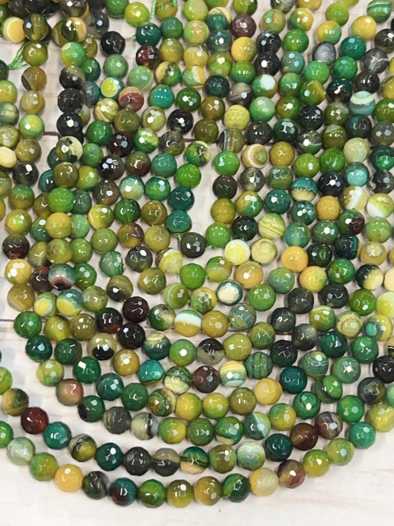 Multicolour Strands 8mm Multi Color Agate Beads, Round Faceted - Etsy UK