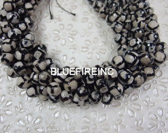 10mm Tibetan agate beads , round faceted