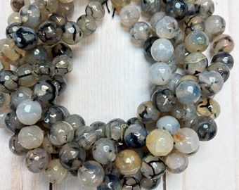 Full strand 12mm round faceted multi color agate beads