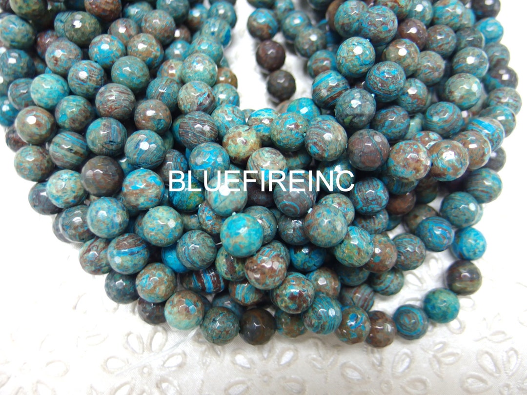 10mm Blue Sky Jasper Faceted Round Beads Etsy