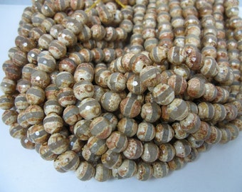 10mm Tibetan agate beads, Round Faceted