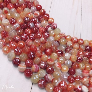 Mystic electroplated Agate Beads, Faceted Round  in 10mm and 12mm