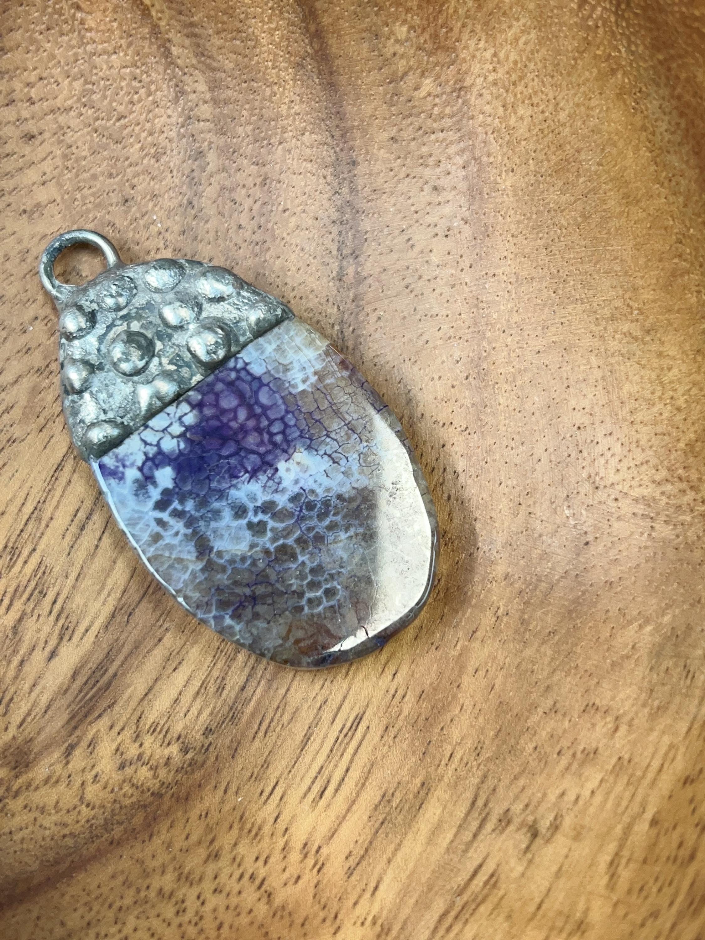 Hand Soldered Stone Pendant | Jewelry Supplies | Teardrop Pendant | Lead Free Solder