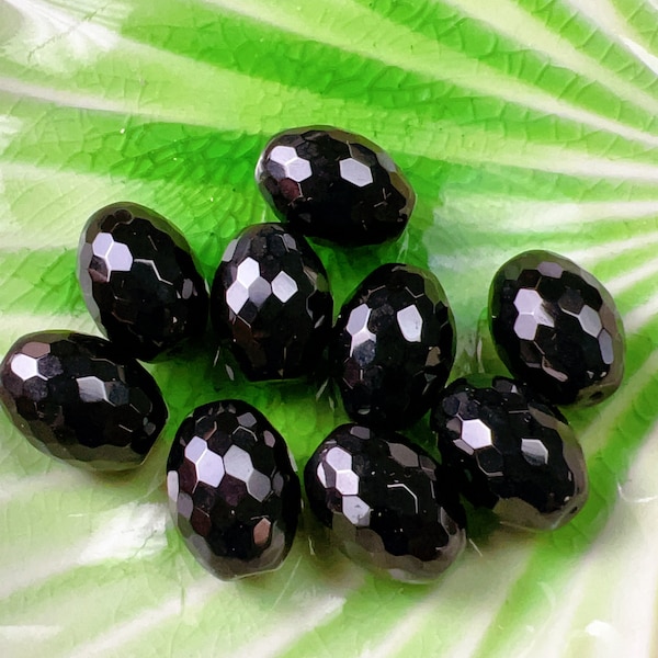 15x20mm Black Onyx Focal Beads, Faceted Barrel Shape