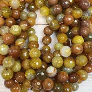 12mm Faceted Agate Beads Full Strand Multicolor Gemstone Loose Beads