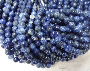 12mm Sodalite Beads, Round Smooth