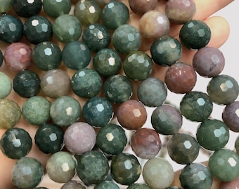 Indian Agate Beads, Round Faceted Beads