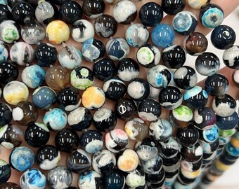 8mm multi color agate beads, round faceted