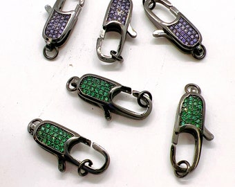 Cubic Zirconia Clasp, approximate 8x29mm