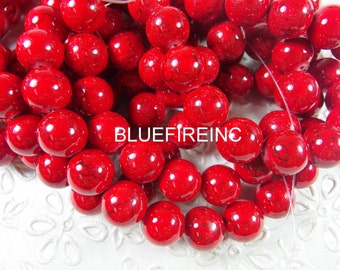 12mm red Howlite Beads, Round Smooth