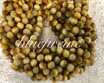 10mm gold color tiger's eye beads, smooth round