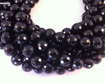 10mm Faceted Onyx  Round Beads