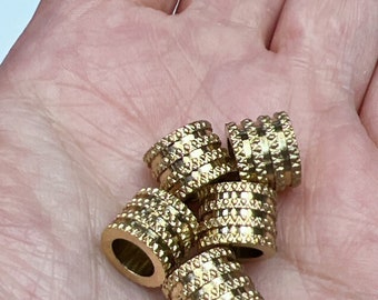 Stainless Steel Beads, Large Hole  Beads, 10mm Wheel Shape, Gold Color,2pcs