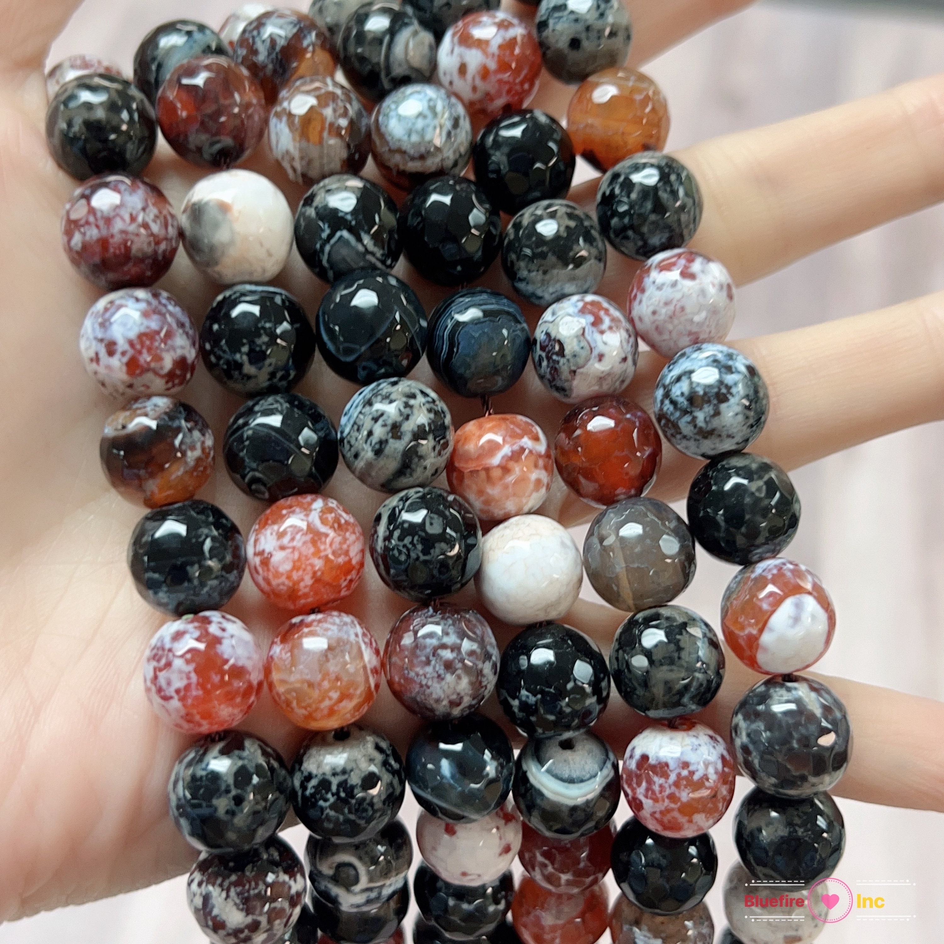 BEADIA Natural Colorful Agate Stone Round Loose Semi Gemstone Beads for Jewelry Making 3-35mm 38cmStrand, Stone