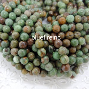 10mm   Green Opal  Beads,  Round Smooth,  Natural  Green Brown Color
