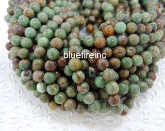 10mm   Green Opal  Beads,  Round Smooth,  Natural  Green Brown Color